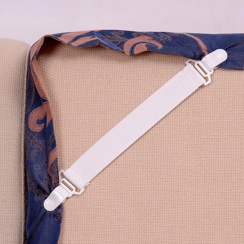 4Pcs Elastic Bed Sheet Grippers Belt Fasteners Adjustable Bed Sheet Holder Textile Fixing Belt Elastic Home Mattress Cover Clip