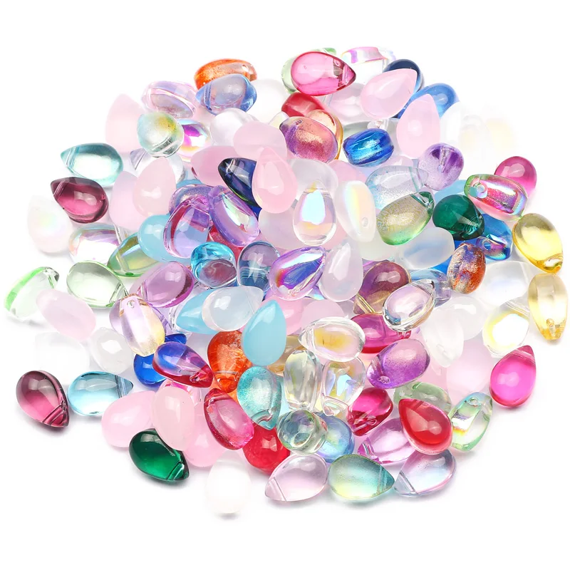 20Pcs/lot 6*9mm AB Color Water Drop Beads Czech Glass Loose Spacer Beads for Jewelry Making Hairpin Earring Diy Accessories
