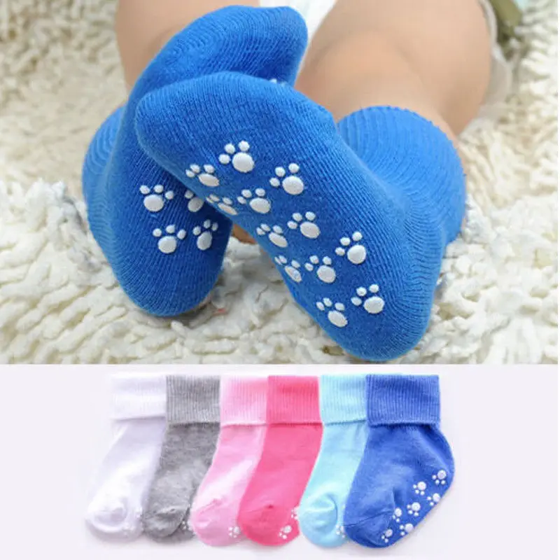 Anti Slip Baby Socken Gummis Unisex Baby Mädchen & Jungen Neugeborenen Socken Neue Einfarbig Säugling Kleinkind Baumwolle Baby Sokken 0 ~ 6Y Kinder Weichen