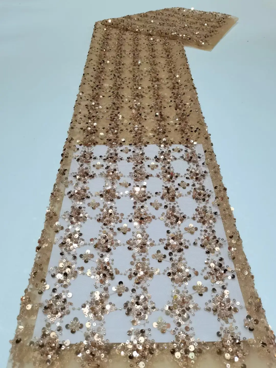 

African Lace Fabric High Quality Lace Sequins and beads French Net Lace Tulle Mesh Fabrics J-628888 Wedding Fabrics