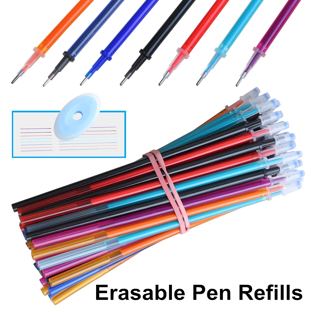 A Pen 20 Pcs/Set Students Erasable Pen Washable Handle Blue Black Red 0.5mm Pens Refill Rod for Office School Writing Supplies