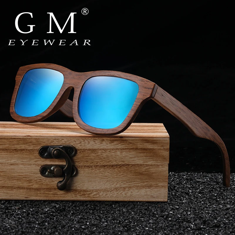 

GM Handmade Black Walnut Wooden Sunglasses Men Polarized UV400 Protection Retro Eyewear Women Oculos S832CB