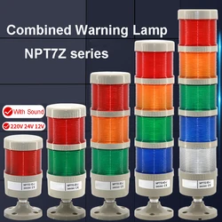 1Pcs NPT7Z-3D-J/1D/2D/4D/5D With Sound Multi-layer Combination Warning Light LED Waterproof Machine Tool Lamp 12V 24V 220V