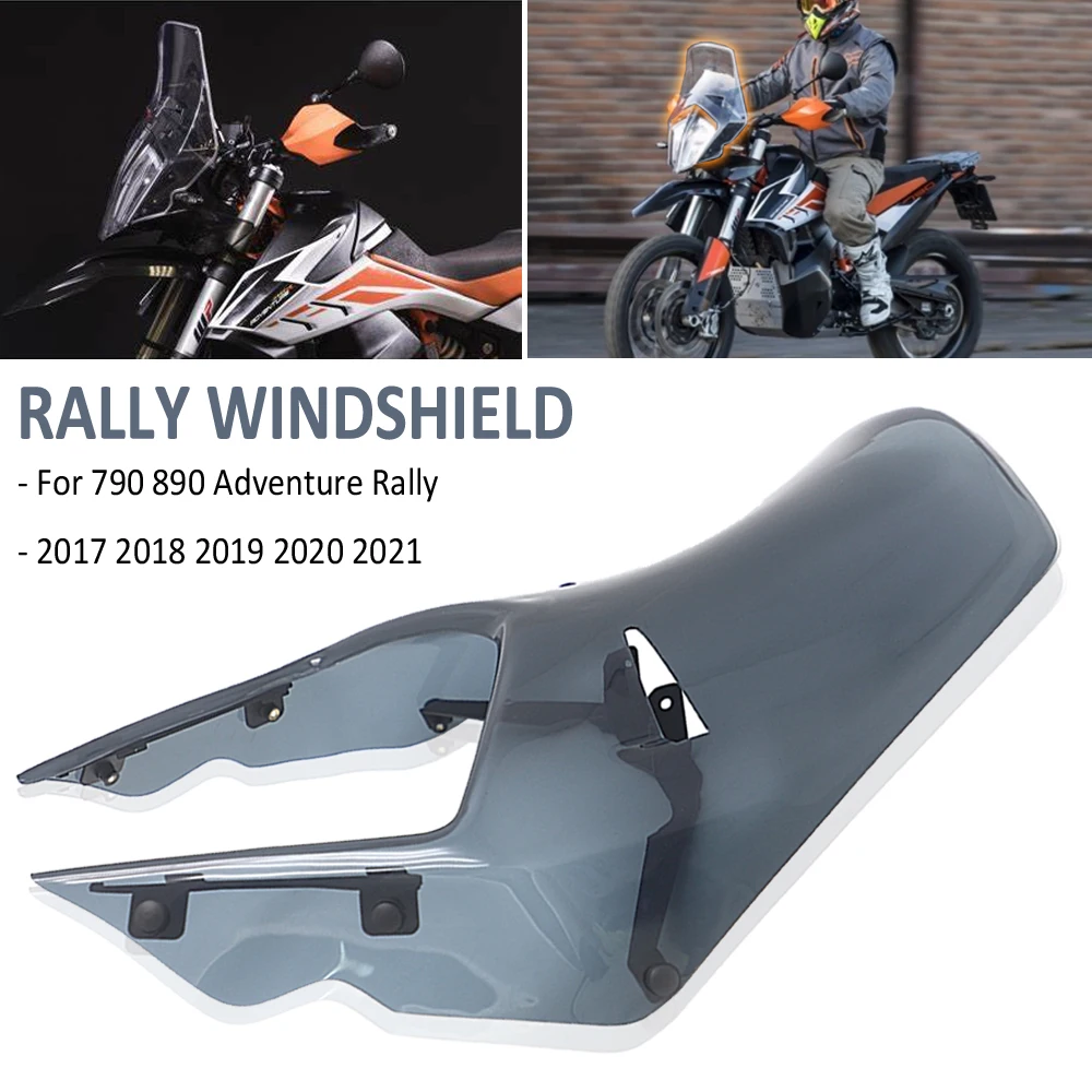 

2017 - 2021 Motorcycle Acrylic Rally Windshield Windscreen Wind Deflector Screen Visor Viser FOR 790 890 390 ADV Adventure Rally