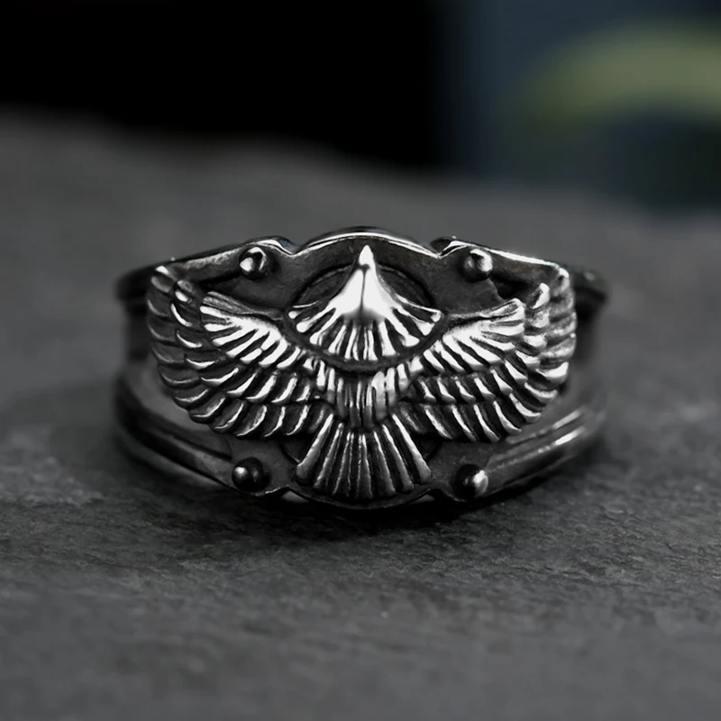 Stainless Steel Men Animal Rings Flying Eagle Punk Rock Personality for Male Boyfriend Jewelry Creativity Gift Anel Wholesale