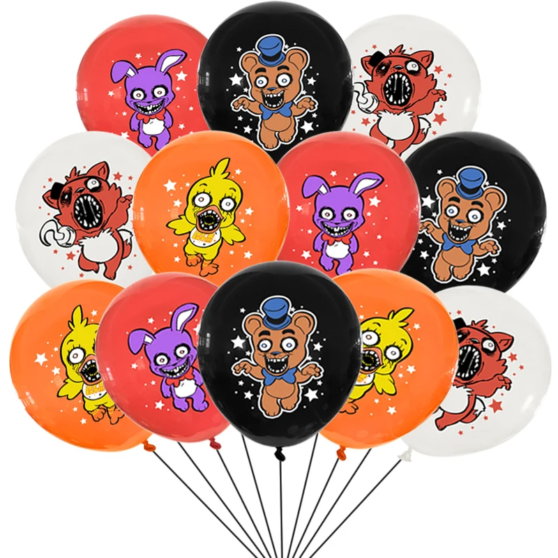 12pcs/lot Five Night Fred Balloons 12inch FNAF Latex Baloon Freddy Fazbear Foxy Bonnie Game Kid Adult Happy Birthday Party Decor