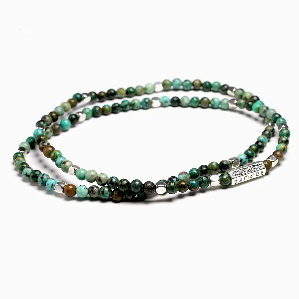 108 Mala Bracelets Tibetan Natural Stone African Turquoises Beads Bracelet Men OM Yoga 4mm Beaded Bracelets for Women Men