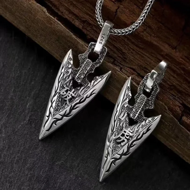 Original Design S925 Sterling Silver Arrowhead Pendant Men Real Silver Tradition Courage Arrow Pendant Male