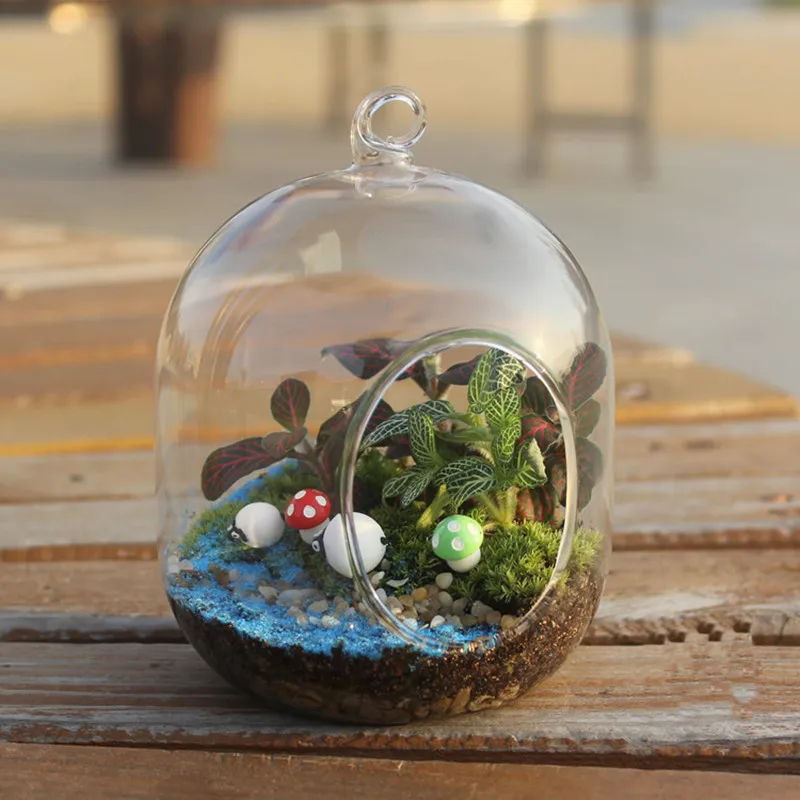 

8pcs/pack 10*12cm Cylinder Shape Hanging Glass Terrarium Vase Home Decoration DIY Wedding Props Handmade Glassware