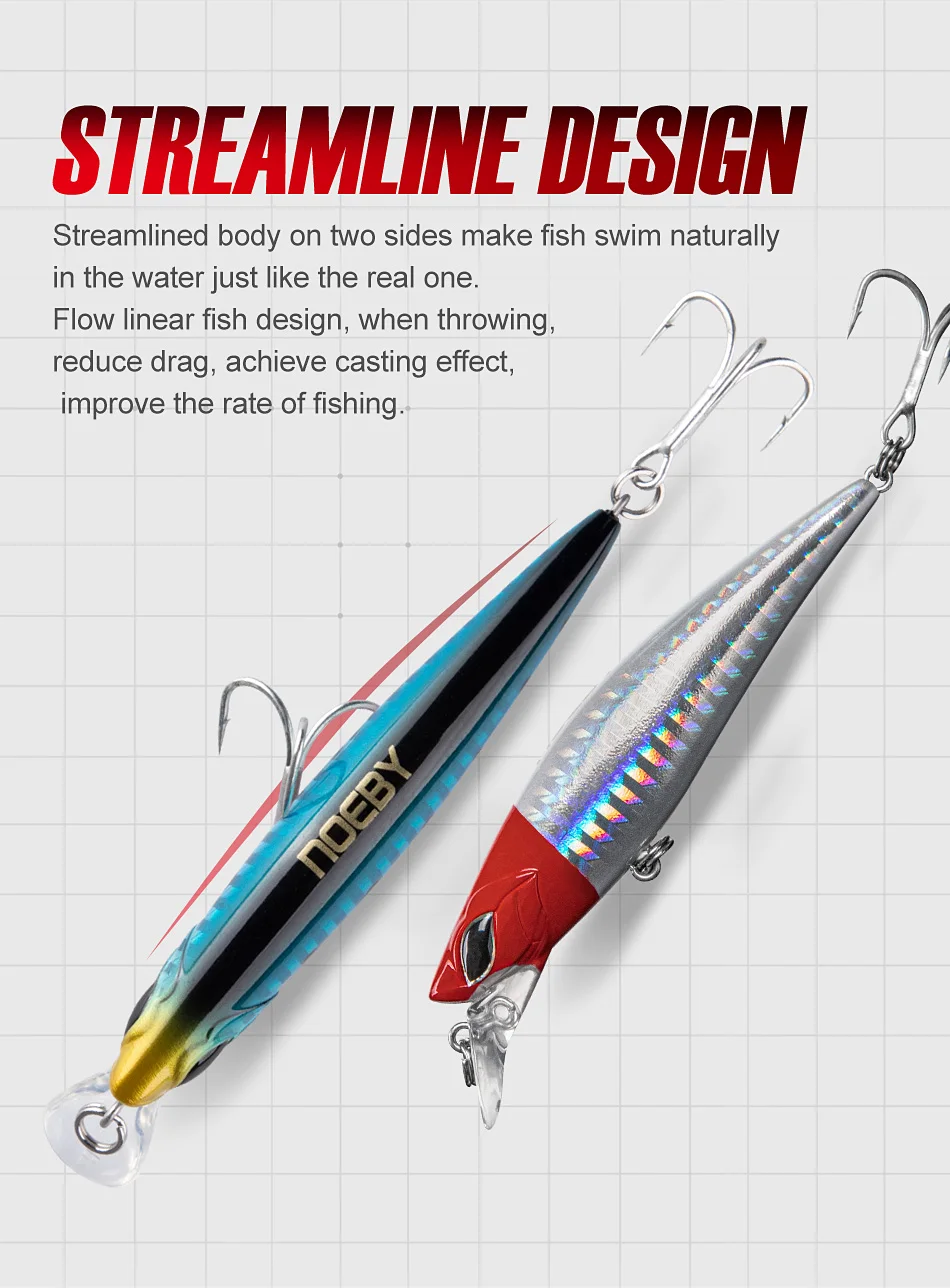 Noeby Jerkbait Minnow Angeln Locken 90mm 21g Sinking Wobbler Lange Casting Künstliche Harten Köder für Bass Trout Fishing lockt – Detail 8