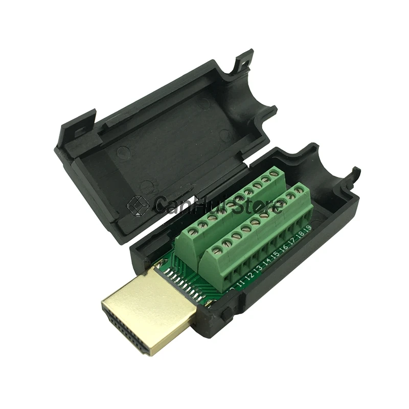 1 szt. HDMI męski 19P wtykowe zaciski zaciskowe złącze bez lutowania z czarną osłoną — zdjęcie 3