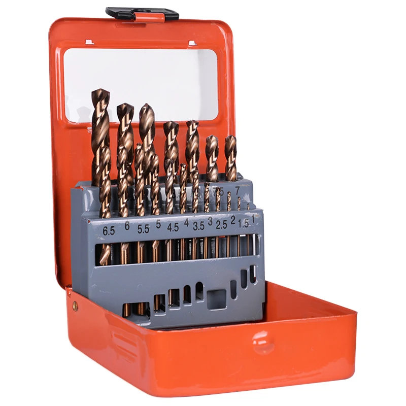 

19-piece Set of High-speed Steel Twist Drills Containing Cobalt and Fully ground straight Shank pen drills