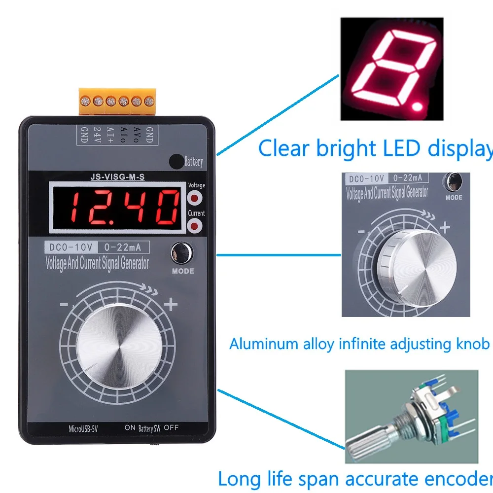Handheld High-Precision Analog 0-5V 0-10V 4-20mA Signal Generato Adjustable Voltage Current Simulator Calibrator