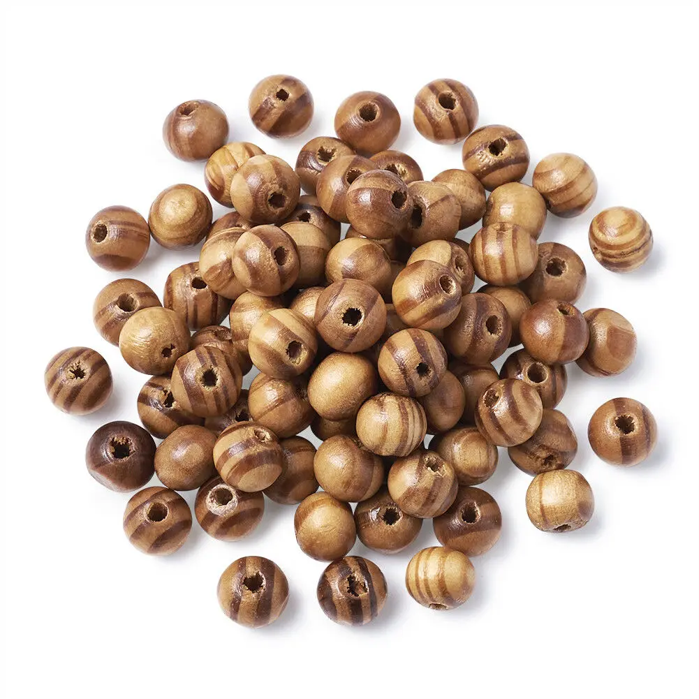 200pcs/lot 8mm Vintage Natural Big Hole Wood Beads Fit Necklace Bracelet Charm Loose Wood Spacer Beads for Diy Jewelry Making