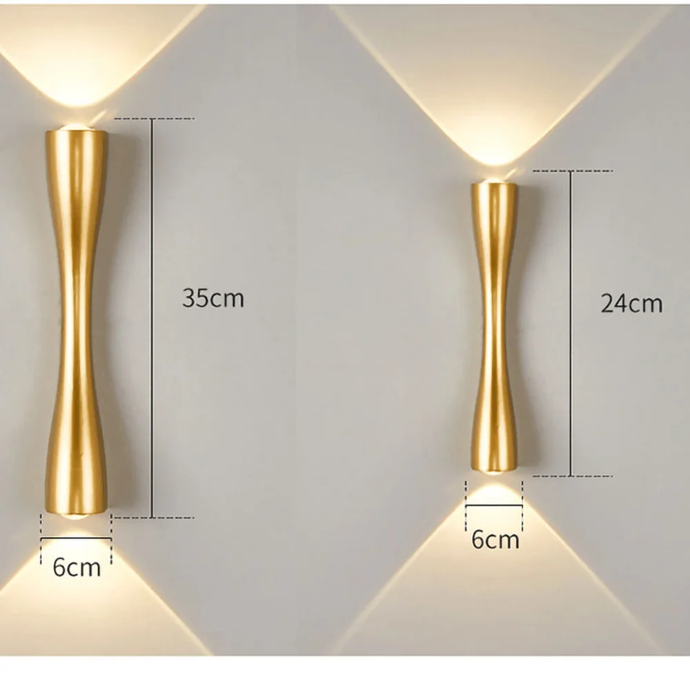 Creative small waist LED outdoor waterproof wall light golden AC85-265V upper and lower lights corridor aisle lights