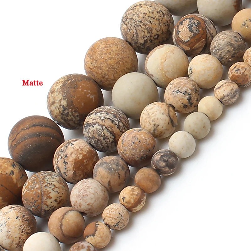 Natural Dull Polish Matte Picture Picasso Jaspers Tiger Eye Stone Beads for Jewelry Making 15inch 4 6 8 10mm