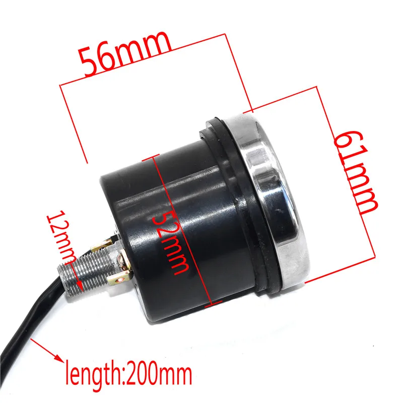 Universal 12V Motorcycle Speedometer Odometer Gauge 52mm KMH MPH  Black