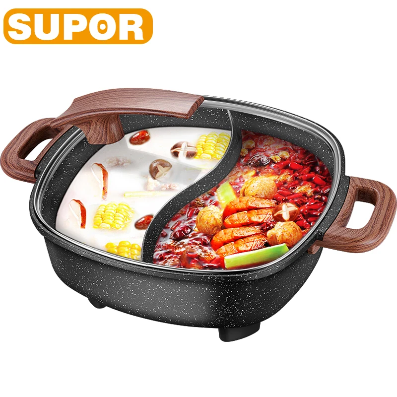 

SUPOR Electric Chinese Hot Pot Pan 2 in 1 Hot Pot Portable 6L Durable Material Fast Even Heated For Shellfish Vegetables Home