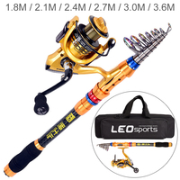 Fishing Rod Combo 2.1m 2.4m 2.7m 3.0m 3.6m Carbon Fiber Fishing Rod Reel Combo Full Kits 4000 Series Spinning Reel Fishing Bag