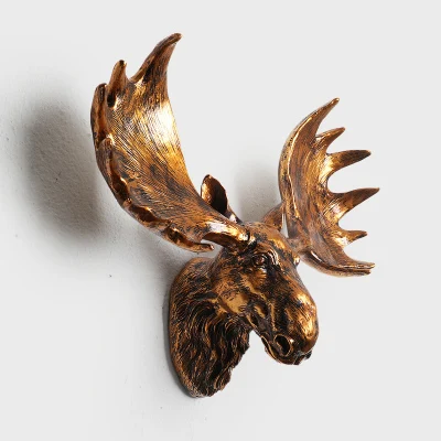 Big-eared moose head wall hanging animal head Nordic style Decorative hanging home living room soft decoration art wall hanging