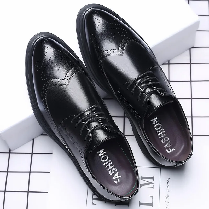 Mens Formal Shoes Leather Oxford Shoes For Men Italian 2023 Business Dress Shoes Wedding Shoes Laces Brogues Plus Size 38- 47