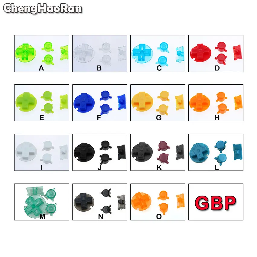 

ChengHaoRan Clear Blue/Green/Black Colorful Buttons Set Replacement For Gameboy Pocket GBP Power On Off Button A B D Pads Button