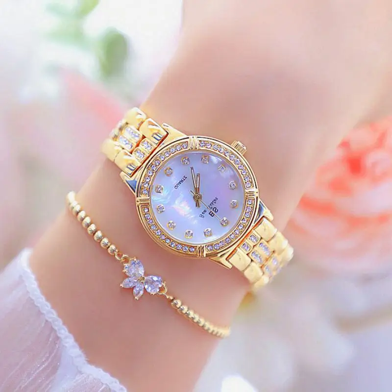 Rhinestone Ladies Quartz Watch Watches For Women BS New Korean Rose Gold Fashion Watchws Brand Female  For Bracelet Clocks Gift