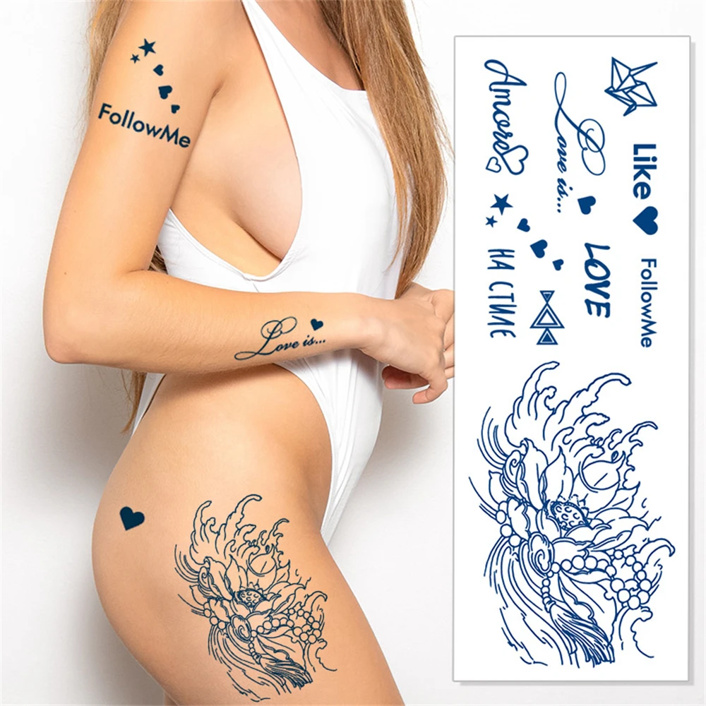 Waterproof Temporary Tattoos Juice Full Arm Fake Totem Tiger Dragon Tattoo Sticker Realistic Transfer Tattoos For Men Women Art