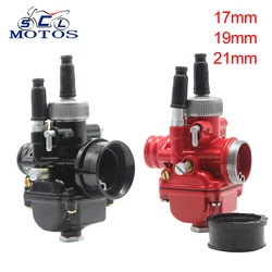 Sclmotos - Dellorto PHBG 17 19 21mm DS Racing Black/Red Edition Choke Motorcycle Carburetor 2 Stroke For Yamaha BWS 50 JOG 50