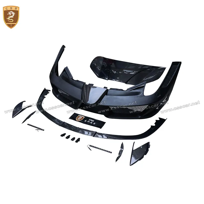 High Quality Dry Carbon Fiber Fit For Ferrari F458 Front Bumper And Hood M Style Car Modification