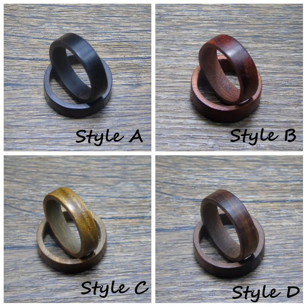 Hadiah Vintage untuk Wanita Pria Cincin Kayu Alami Retro Cincin Jari Kayu Ebony Cincin Kayu Cendana Kayu Ebony Cendana Darah