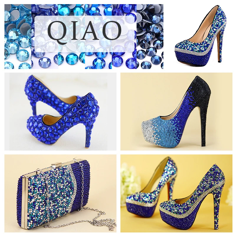 QIAO serie blu Strass Flatback cristallo Strass gemme di diamanti Strass per unghie per decorazioni di abbigliamento accessori di cristallo