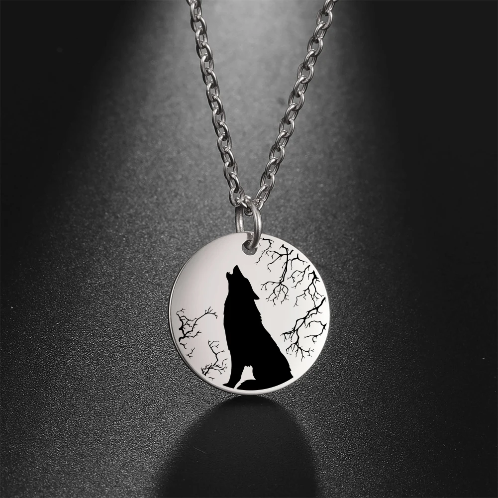 My Shape Wilk naszyjnik dla kobiet dziewczynki zwierząt księżyc kolor srebrny naszyjniki ze stali nierdzewnej Choker modny łańcuszek ogniwowy biżuteria prezent