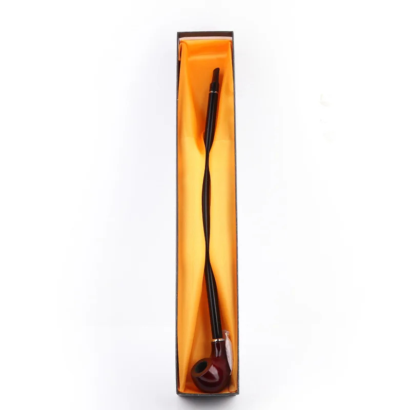 Top Quality Long Cigarette Holder Exquisite Long Red Brown Handle Wooden Tobacco Cigarette Smoke Pipe with box