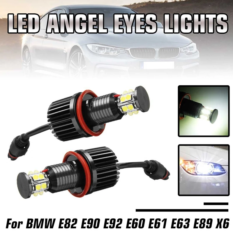 2PCS 120W 12LED Car Angel Eye Marker Headlights Bulbs Lamps for BMW E82 E90 E92 E60 E61 E63 E89 X6 H8