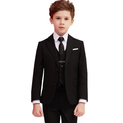 Boys Black 007 Wedding Suit Kids Formal Blazer Clothing Set Gentleman Children Day Graduation Chorus Performance Dress Costume