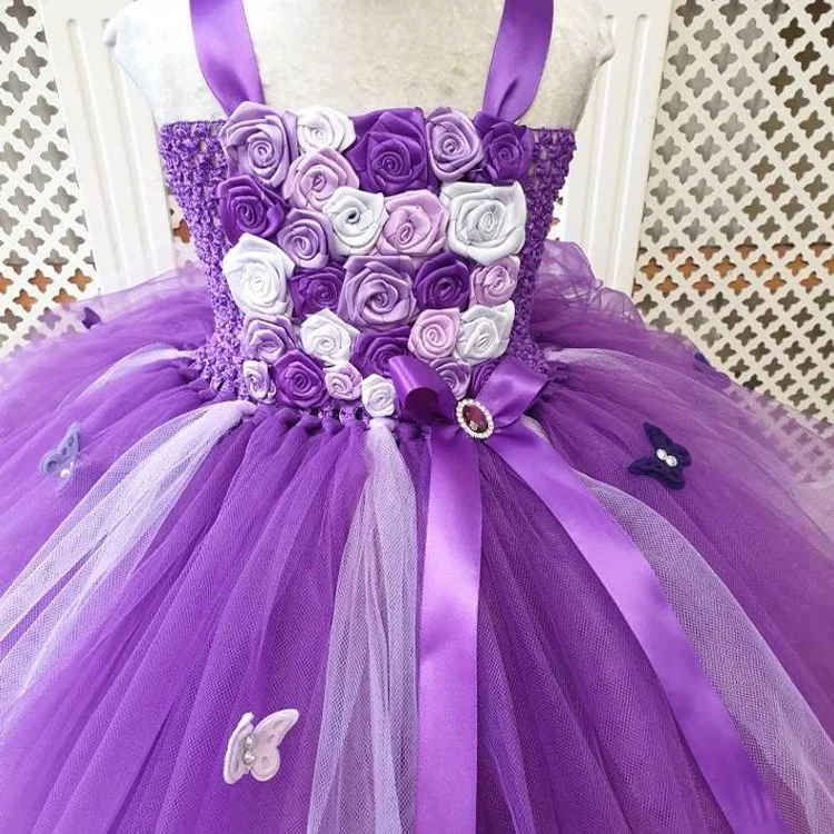 

Lavender Tulle Lace Ball Gown Flower Girl Dresses Flower Girl Princess Tutu Dress Girl Wedding Party Dress First Communion Dress