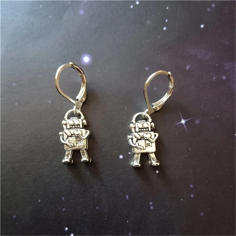 Robot Leverback Earrings, Robot Dangle Earrings, Geek Jewellery, Nerd Earrings, Steampunk Earrings, Quirky Earrings