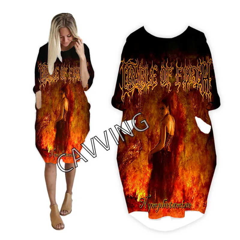 CAVVING 3D Print  Cradle Of Filth  Fashion Midi Funny Shirt  Harajuku Top Women Anime Gown Logo Women's Skirt Long-sleeved Dress