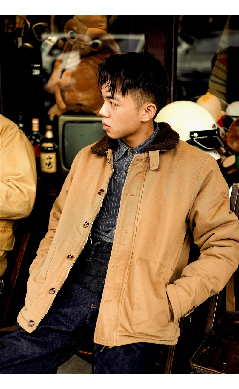 DAFEILI 100% Cotton Military Vintage Motorcycle n1 Deck Jacket
