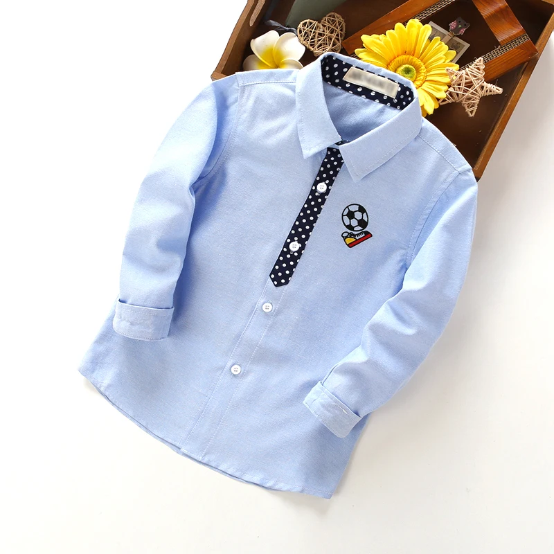 IENENS Boy Cotton Shirts Kids Clothes Solid Color Baby Long Sleeve Shirt 3-11Y Spring Tops Tees Shirts Children Casual Blouse