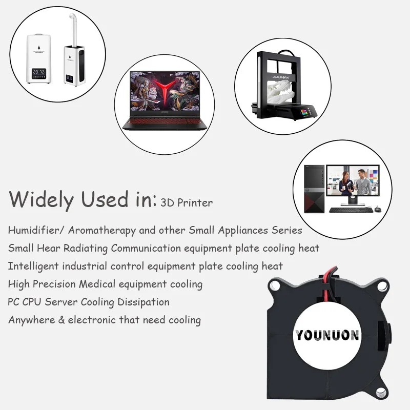 YOUNUON-Dual Ball Bearing Impressora 3D Ventilador de refrigeração, Ventilador Turbo Blower, DC 5V, 12V, 24V, 40mm, 40mm x 40mm x 20mm, 4cm, 4020, 2 PCes por lote
