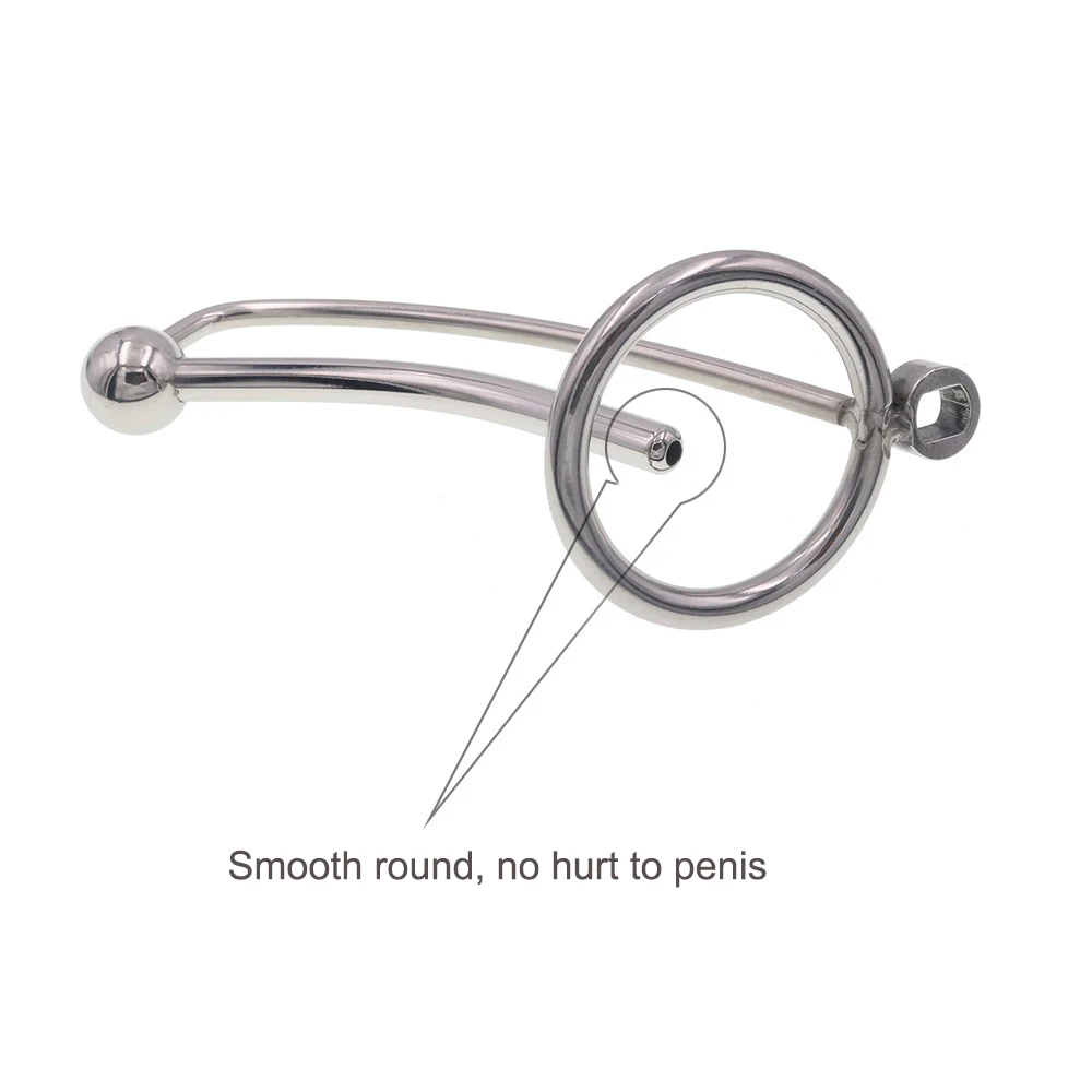 Male Urethral Plug Cock Cage Stainless Steel Hollow Catheter Insert Dilator Penis Ring Chastity Lock Masturbator Sex Toy for Men