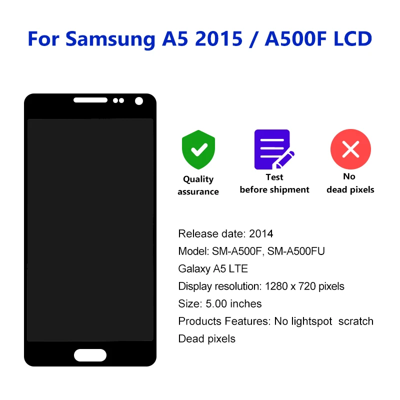 New Super AMOLED For Samsung Galaxy A5 2015 LCD Touch Screen Digitizer For Samsung A500 Display A500FU A500F LCD