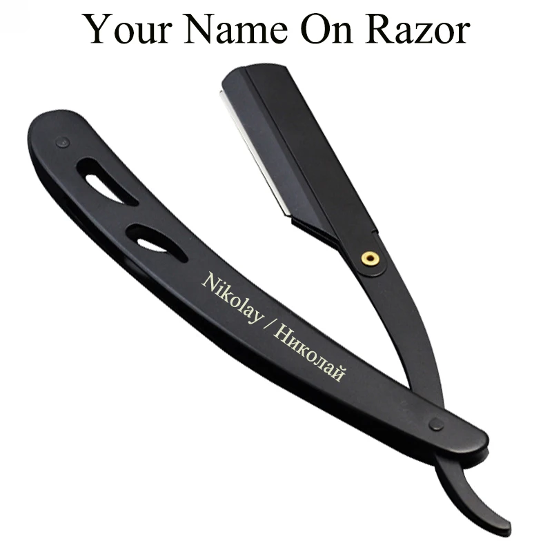 Männer Rasieren Rasiermesser Barber Werkzeuge Manuelle Rasierer Stahl Falten Messer Pro Gesicht Rasierer Customizing Name