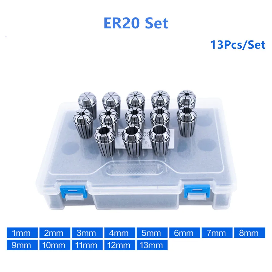 High Precision 0.008 0.015 ER11 ER16 ER20 ER32 ER40 Spring Collet Set CNC Tool Holder Engraving Machine Mill Lathe Elastic Chuck