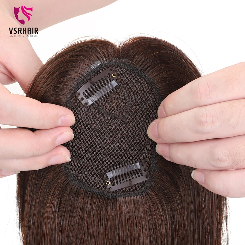 VSR-extensiones de cabello humano 100% para mujer, accesorio de 14 pulgadas de largo, con Clip, una pieza, dos Clips