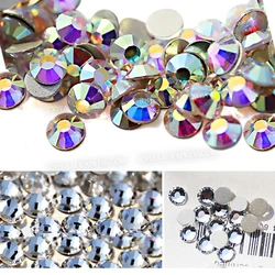 Gold back Clear AB ss16 ss20 Non hot fix Rhinestones flat back crystals glass stone strass glitters for 3d nail garment wedding