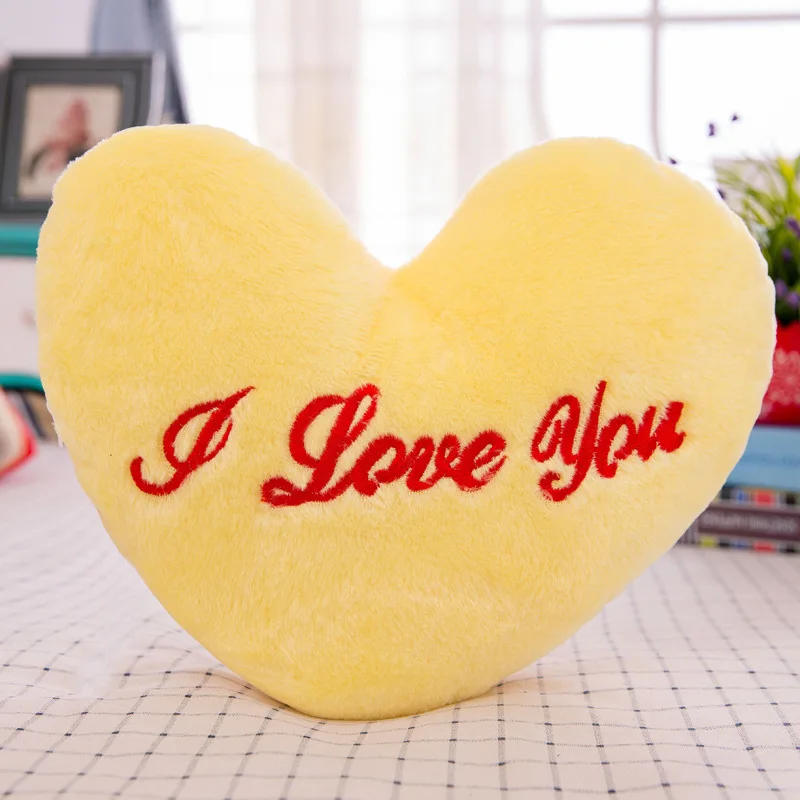 Heart Shaped Pillow Plush Light - Up Toys Glowing Toys With English Letter Kids Gift for Girl Friend Led Stuffed Pillow