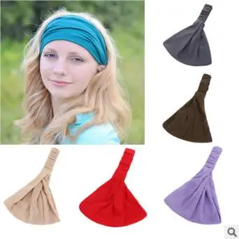 

60Pcs/Lot DIY Multi Simple Polyester Yoga Headbands Wide Elastic Pure Colore Head Bands Hair Styling Tools Accessory HA925